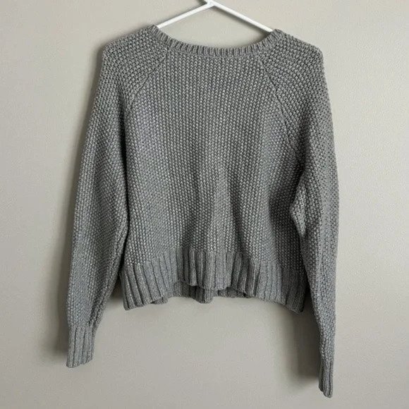 Eileen Fisher Cable Knit Sweater Grey The Fisher Project Merino Crop Minimal XL - Picture 3 of 6